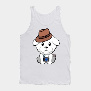 Cute furry dog is holding a camera Tank Top
